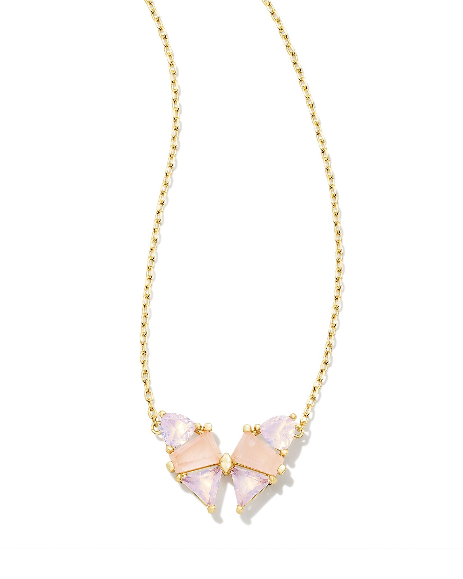 Blair Butterfly Pendant Necklace Gold Pink Mix