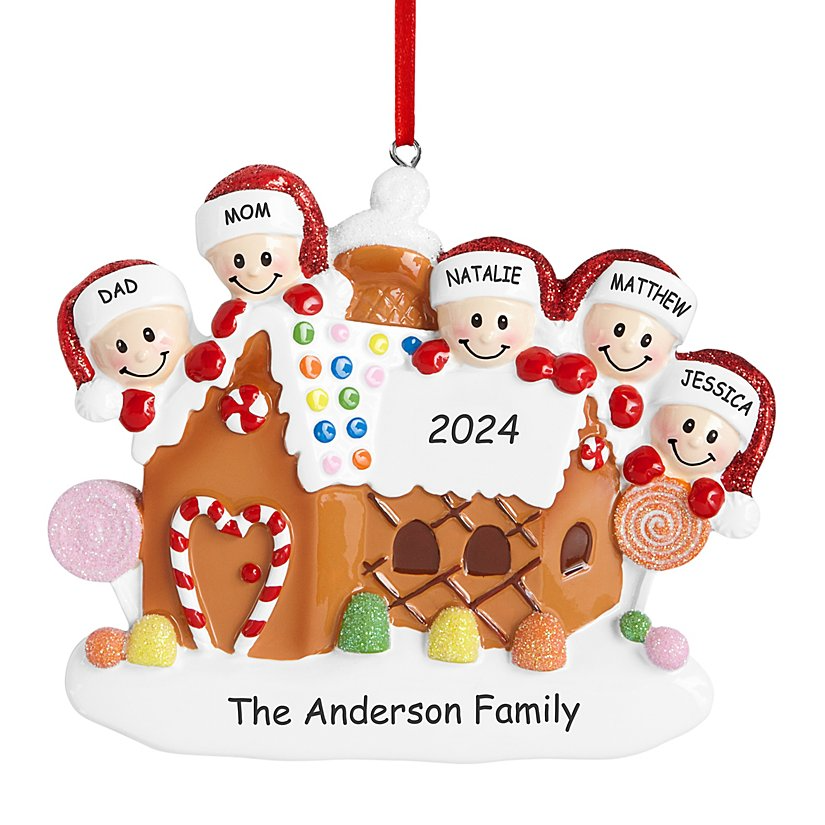 Gingerbread House Family Of 5 Personalize Ornament