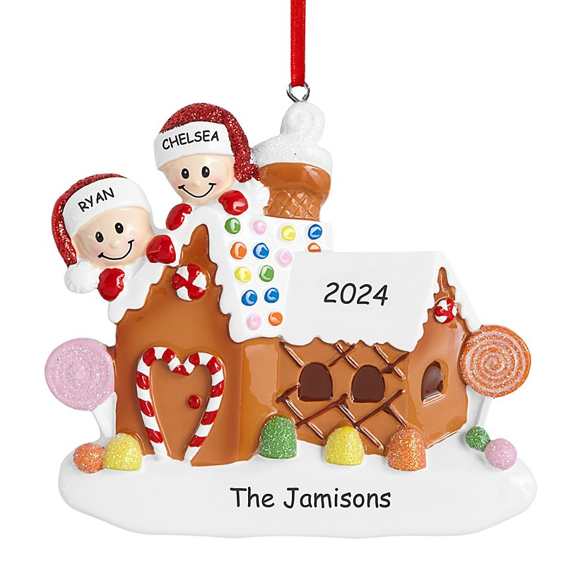 Gingerbread House Family Of 2 Personalize Ornament