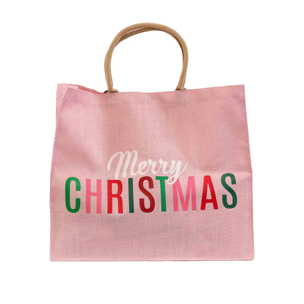 Merry Christmas Candy Carryall Tote Pink