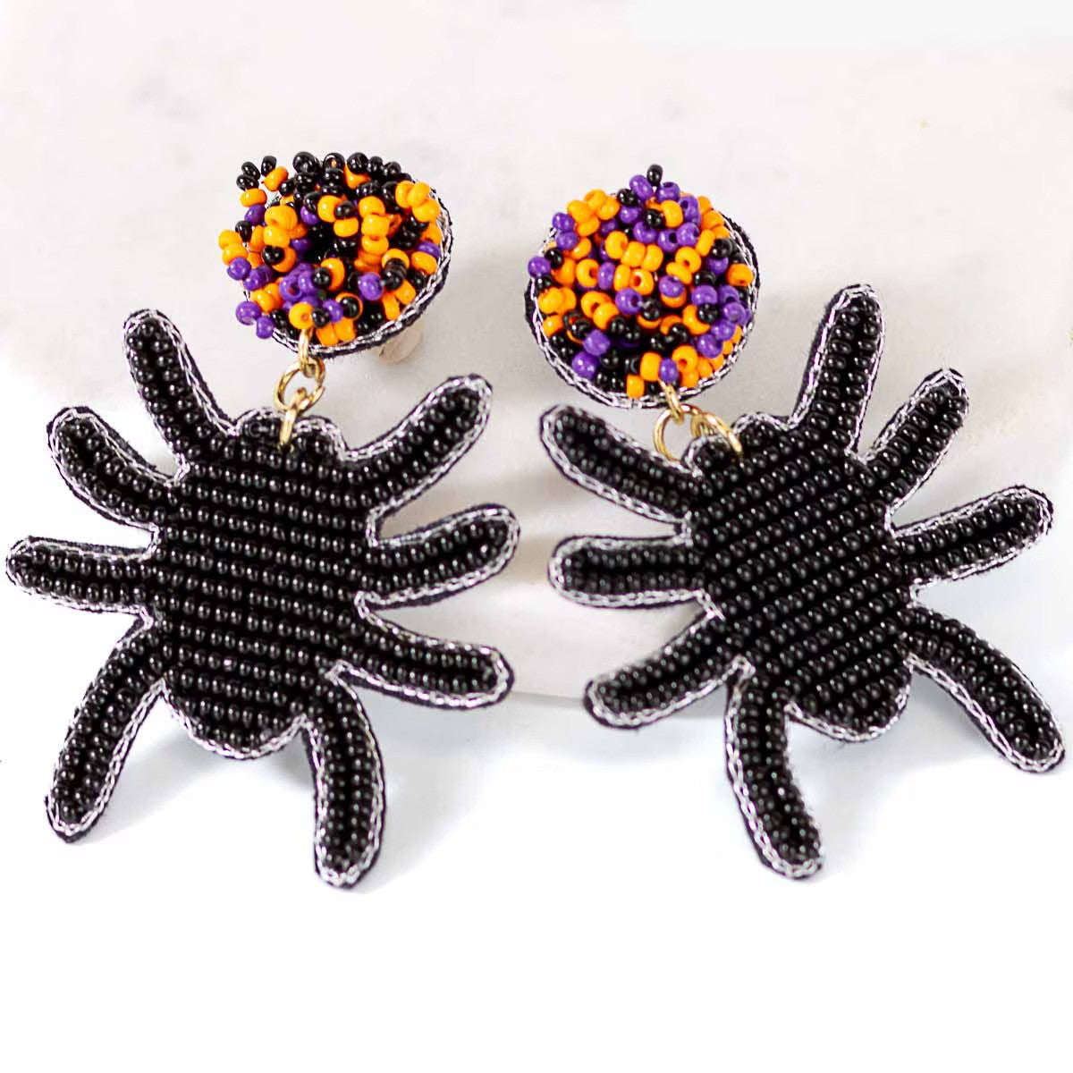 Spooky Spider Beaded Earrings