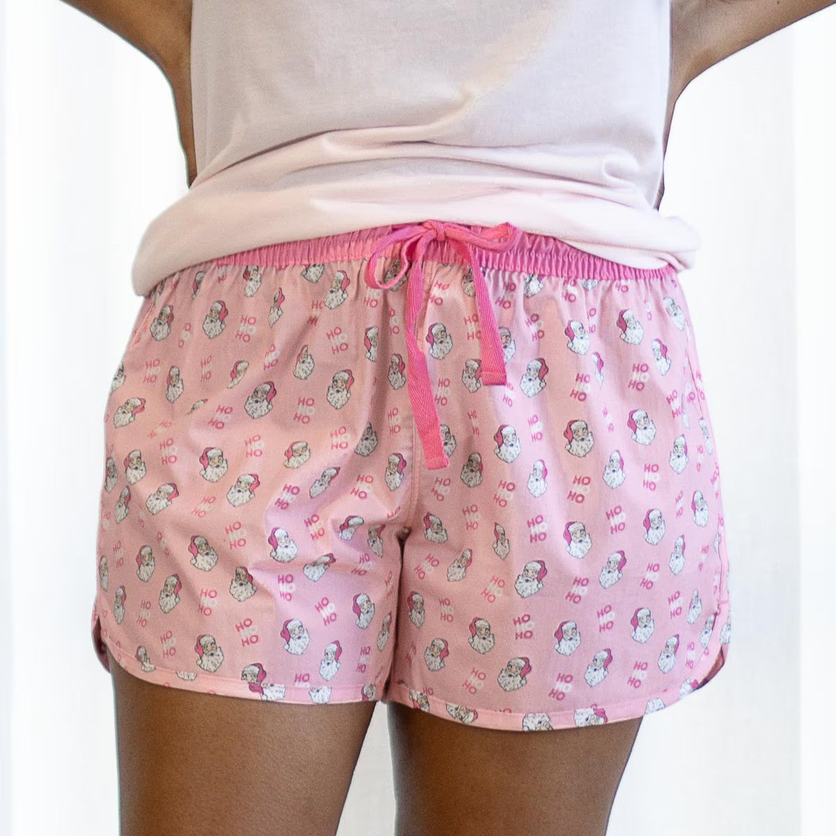 HoHoHo Santa Sleep Shorts Pink