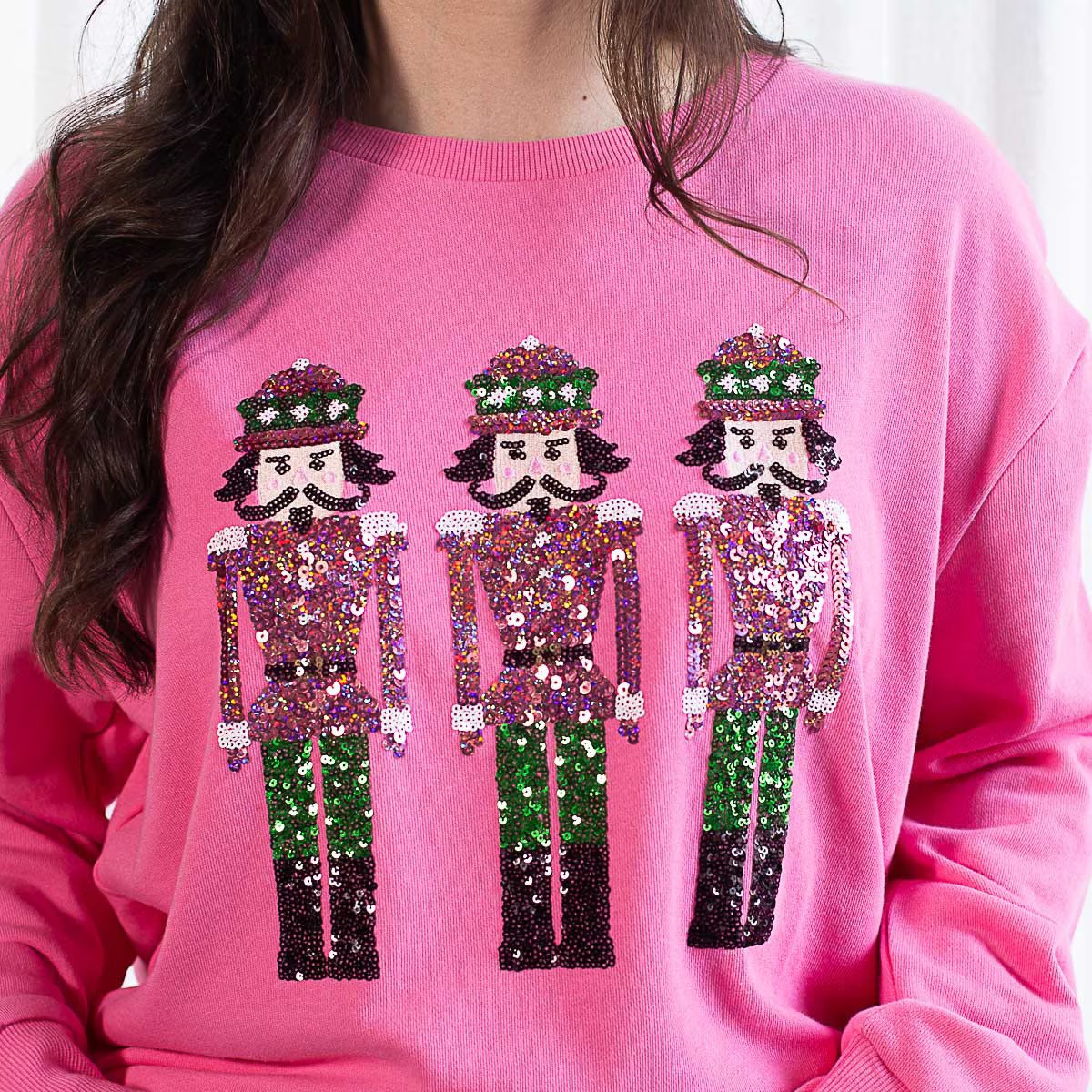 Nutcracker March Sequin Sweatshirt Pink