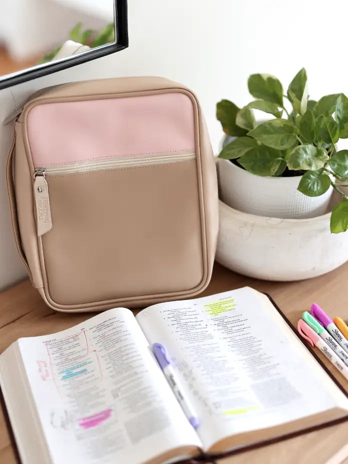 Bible Cover More Than Able Color Block Tan/Cream/Pink - Beau Kisses