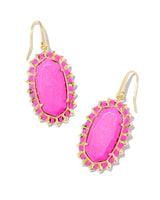 Dani Color Burst Frame Drop Earrings Gold Neon Pink Magnesite - Beau Kisses