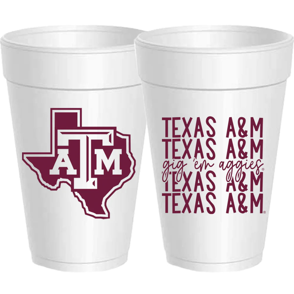 Texas A&M Gig 'Em Mirror Foam Cups 25 Pack - IN STORE ONLY