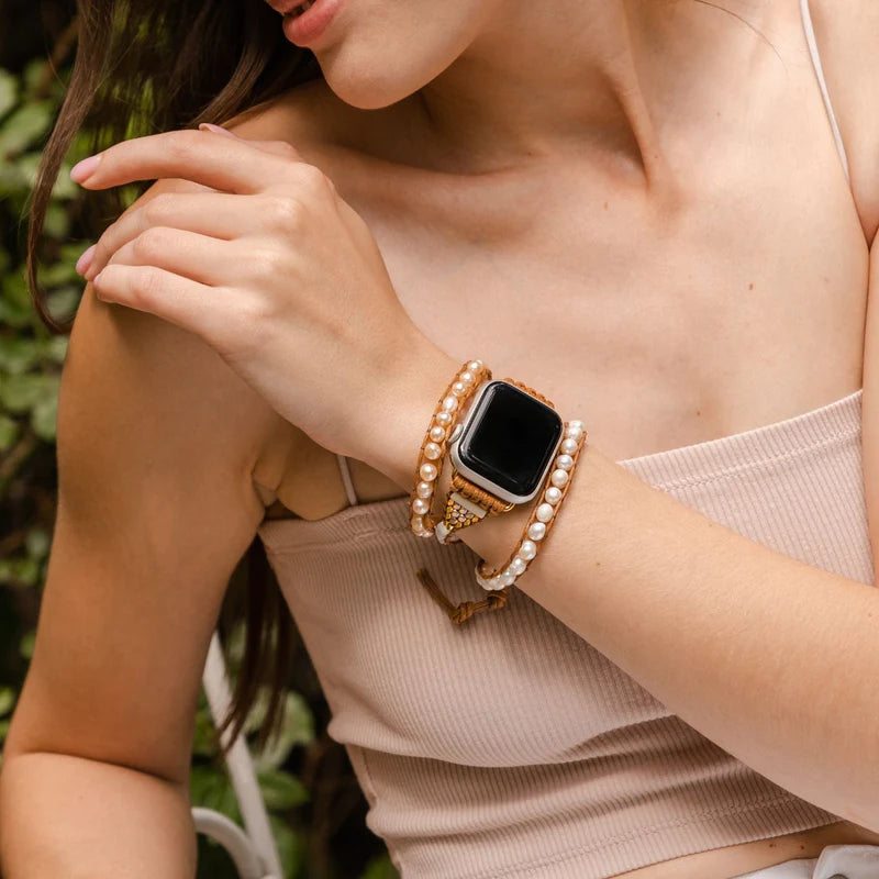 Graceful Freshwater Pearl Apple Watch Strap - Beau Kisses