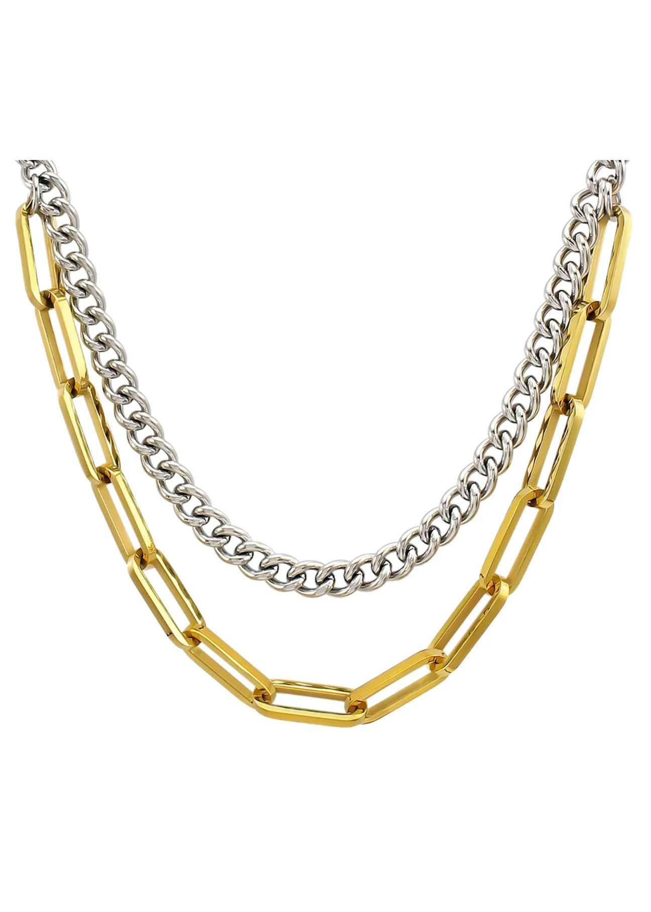 STACKED TWO-TONE NECKLACE