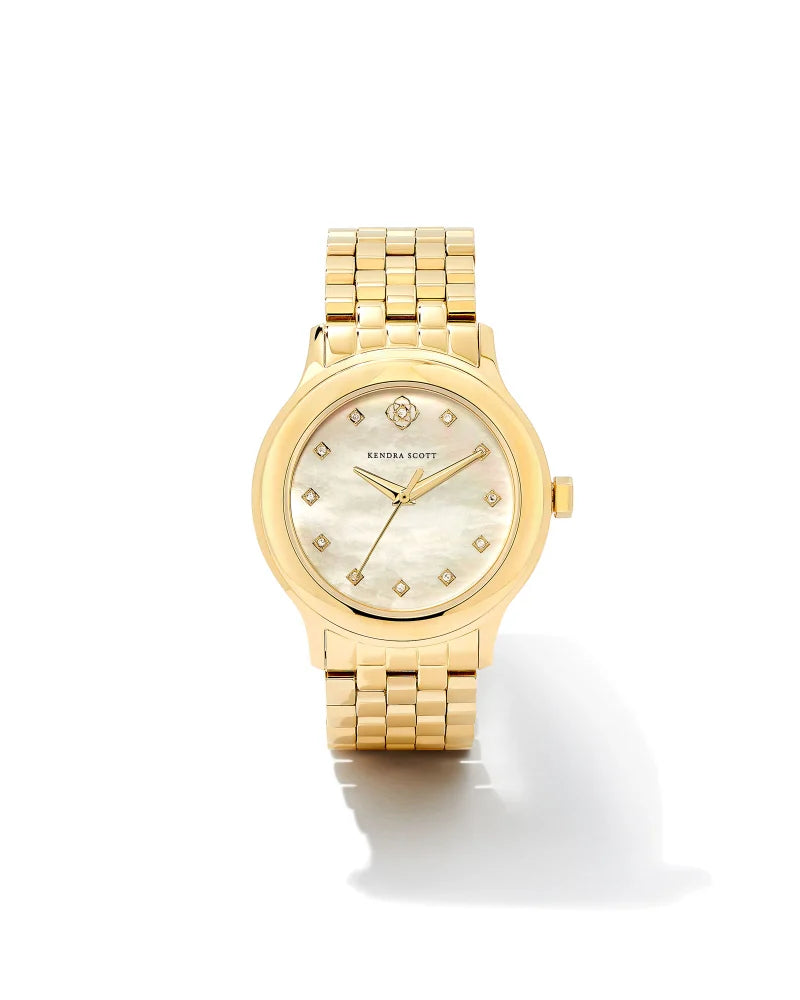 ALEX 35MM DIAMOND DIAL WATCH GOLD IVORY MOTHER OF PEARL