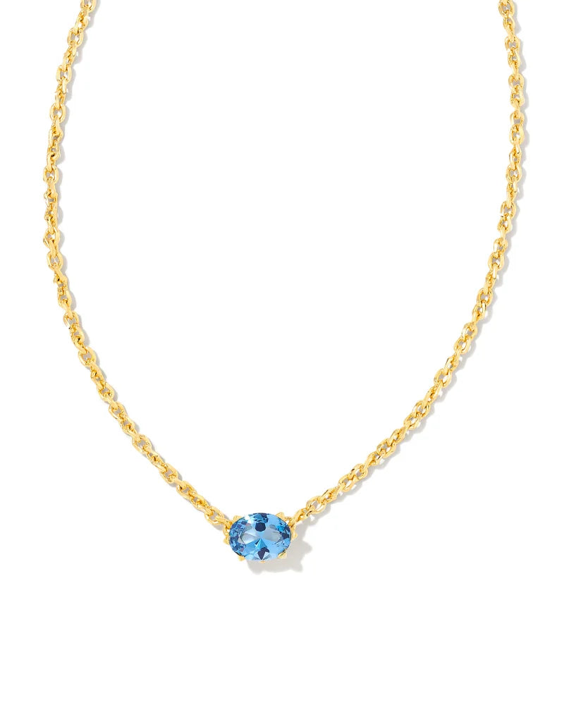 Cailin Crystal Pendant Necklace Gold Blue Crystal