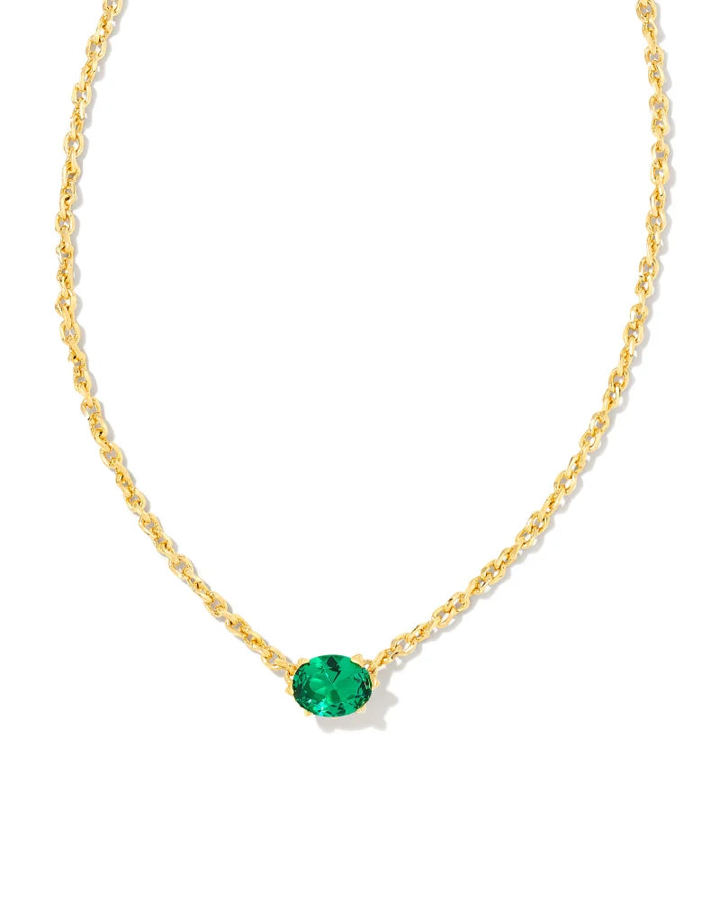 CAILIN CRYSTAL PENDANT NECKLACE GOLD GREEN CRYSTAL
