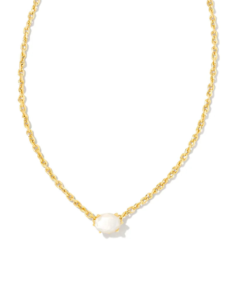 Cailin Crystal Pendant Necklace Gold Ivory Mother Of Pearl