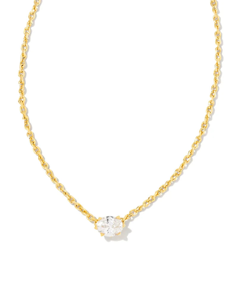 Cailin Crystal Pendant Necklace Gold Metal White Cz
