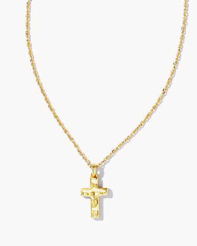 Cross Pendant Necklace Gold Metal - Beau Kisses