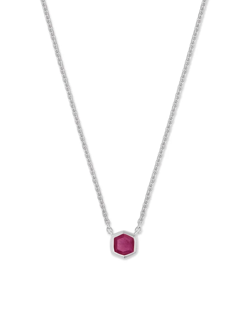 DAVIE PENDANT NECKLACE STERLING SILVER PINK RUBY