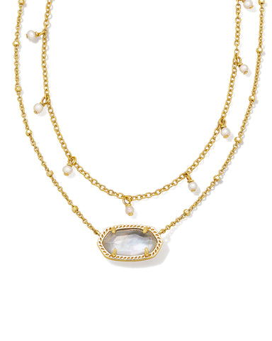 Elisa Pearl Multi Strand Necklace Gold Ivory Mother Of Pearl - Beau Kisses