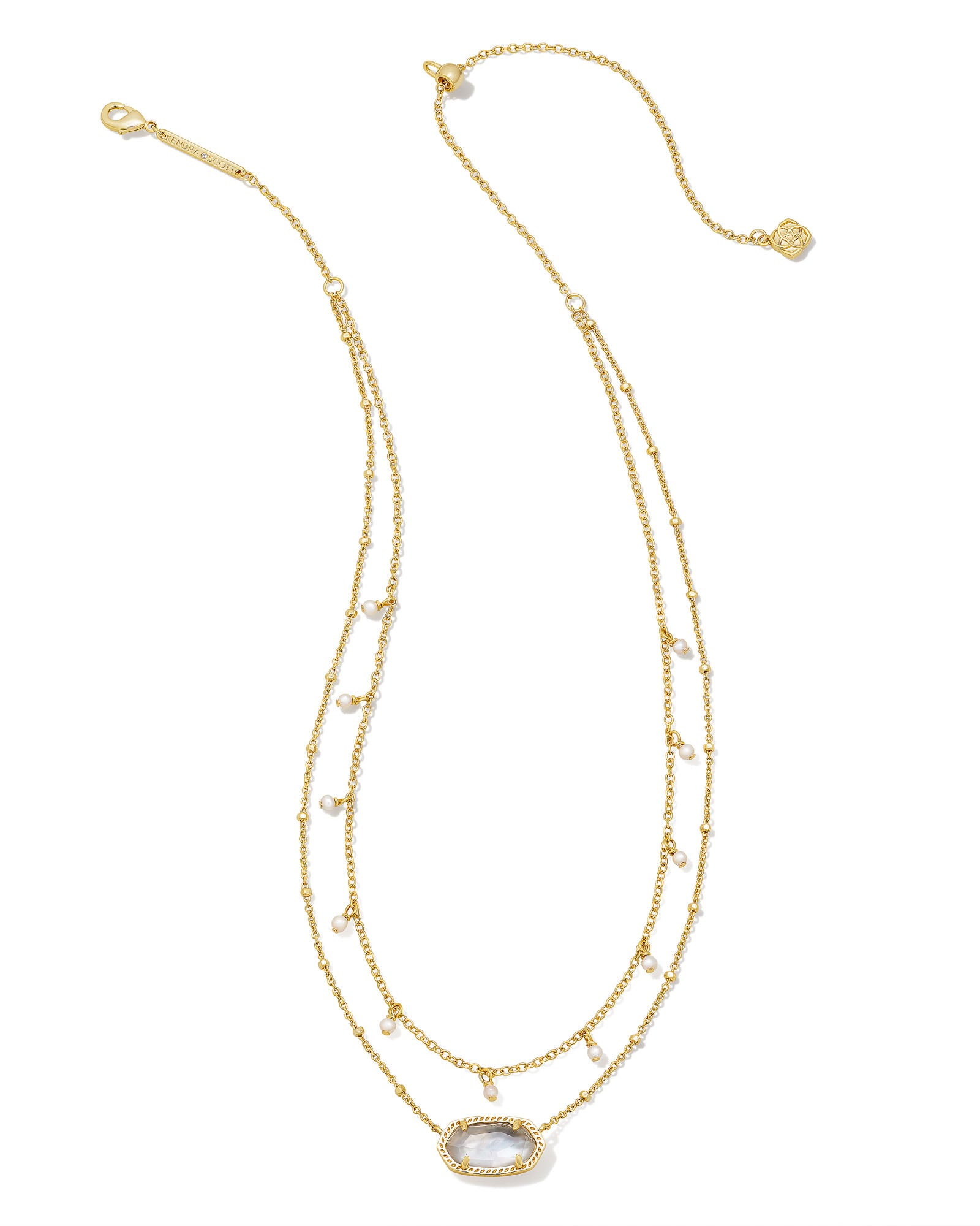 ELISA PEARL MULTI STRAND NECKLACE GOLD IVORY MOTHER OF PEARL