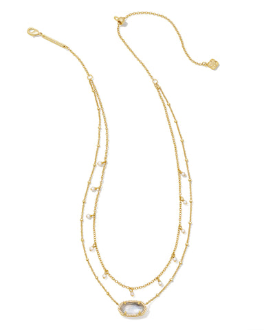 Elisa Pearl Multi Strand Necklace Gold Ivory Mother Of Pearl - Beau Kisses