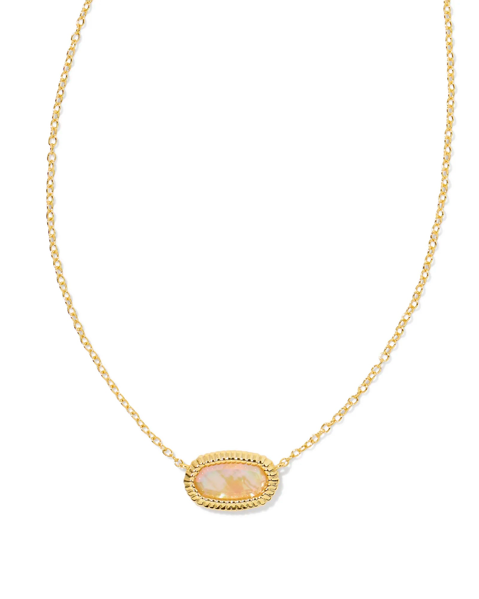 Elisa Ridge Frame Short Pendant Necklace Gold Golden Abalone