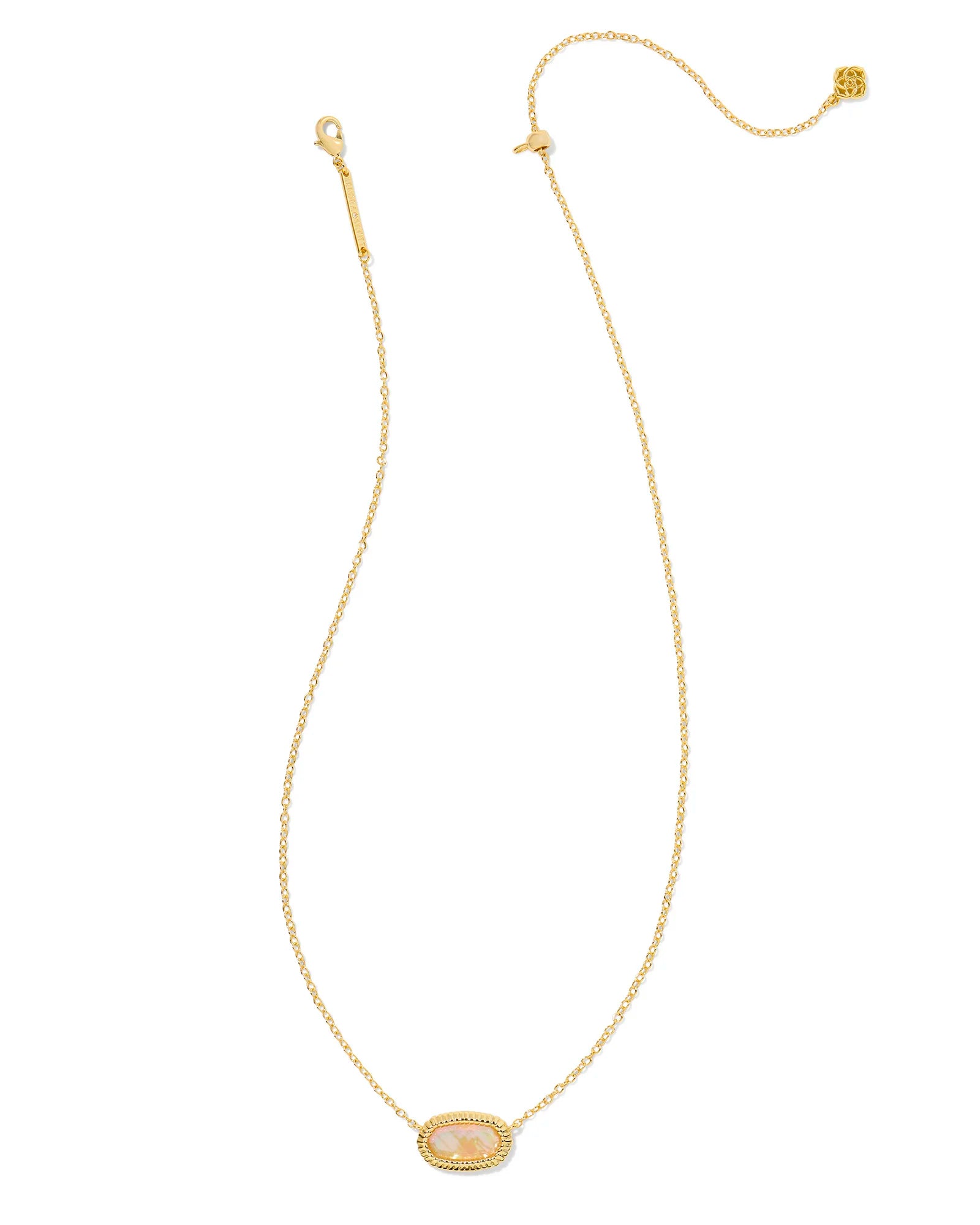 Elisa Ridge Frame Short Pendant Necklace Gold Golden Abalone