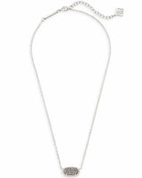 Elisa Short Pendant Necklace Rhodium Platinum Drusy - Beau Kisses