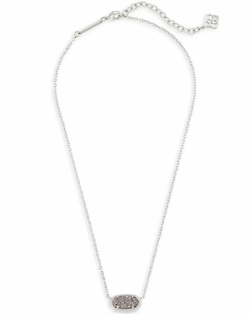 Elisa Short Pendant Necklace Rhodium Platinum Drusy - Beau Kisses