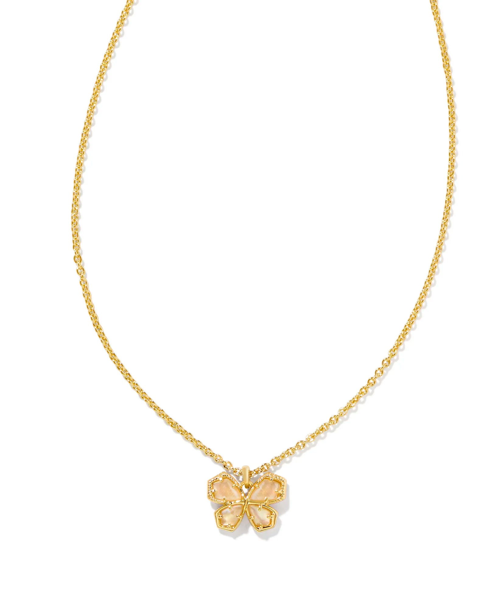 Mae Butterfly Short Pendant Necklace Gold Golden Abalone