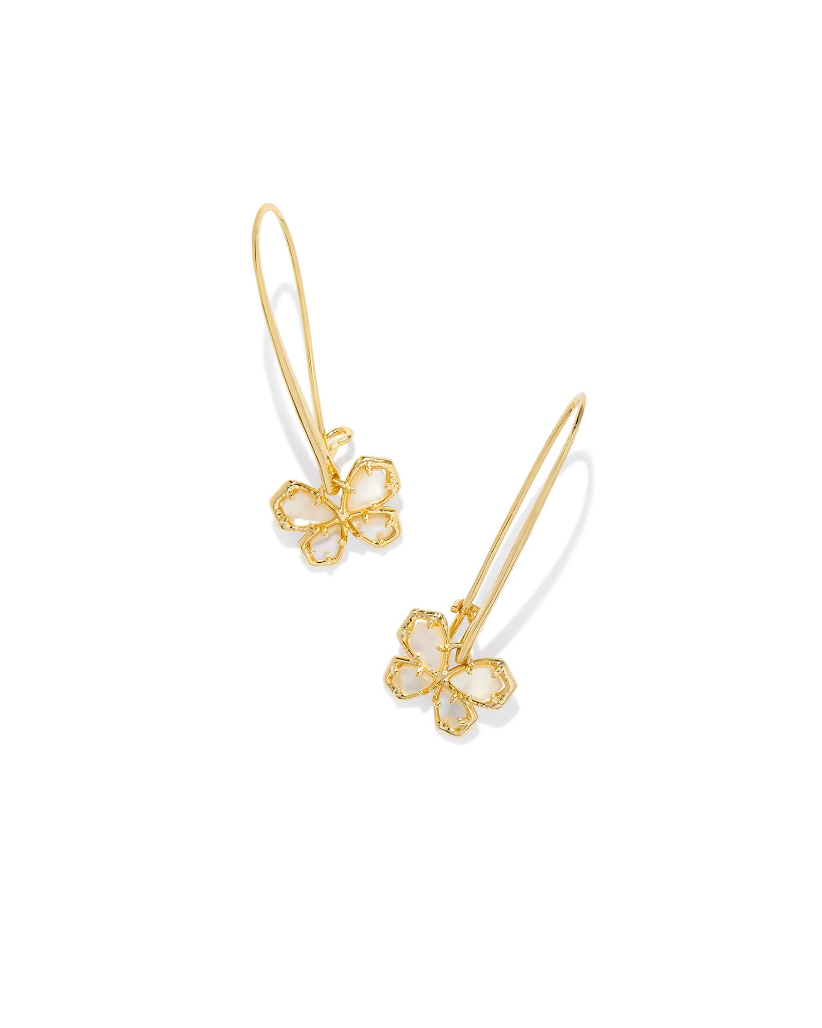 Mae Butterfly Wire Drop Earrings Gold Golden Abalone