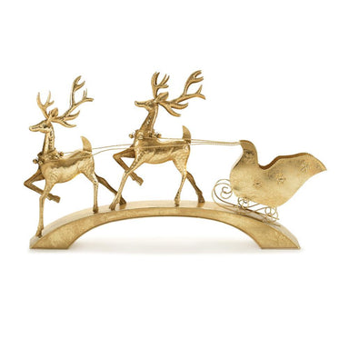 Iron Deer With Sleigh 40.5"L x 25"H - Beau Kisses