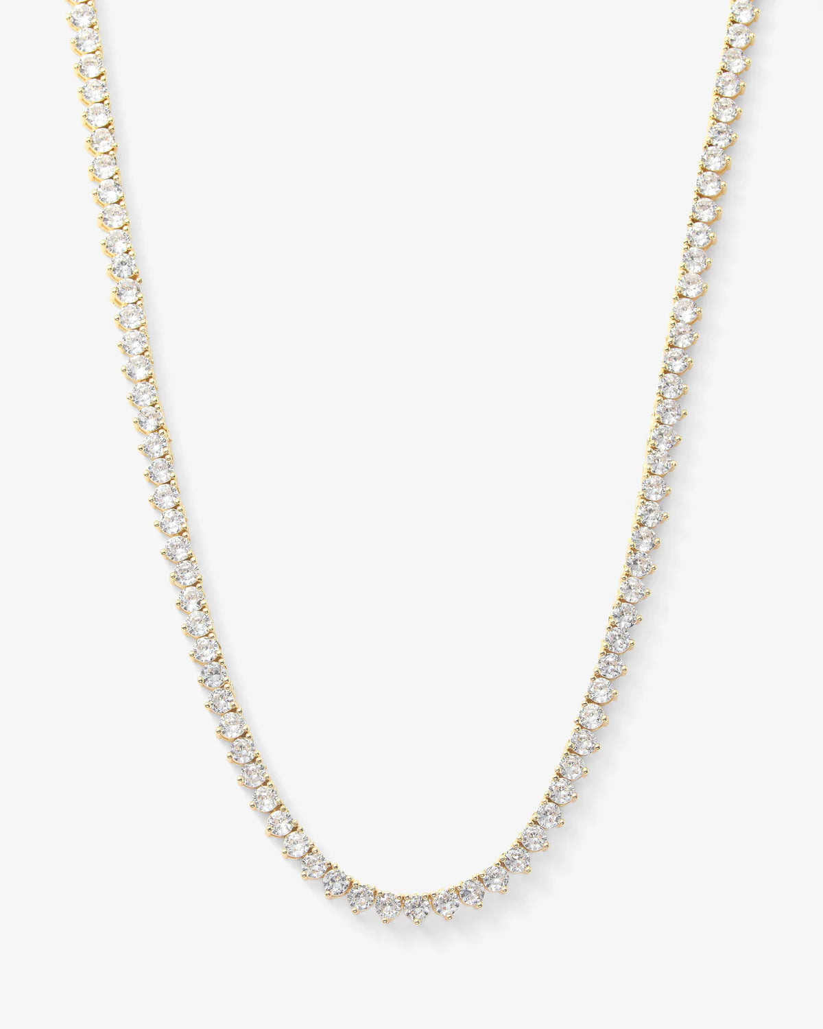 Not Your Basic Tennis Necklace Gold White Diamondettes 16' - Beau Kisses