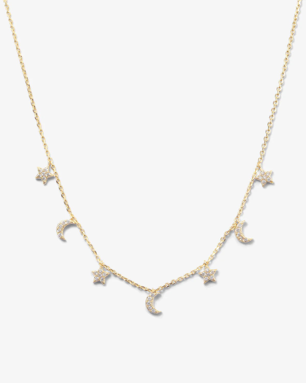 Starry Night Necklace Gold and White Diamondettes