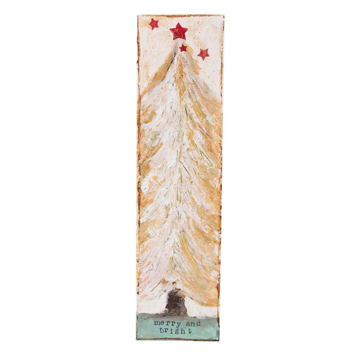 Merry and Bright Gold Christmas Tree Canvas - Beau Kisses