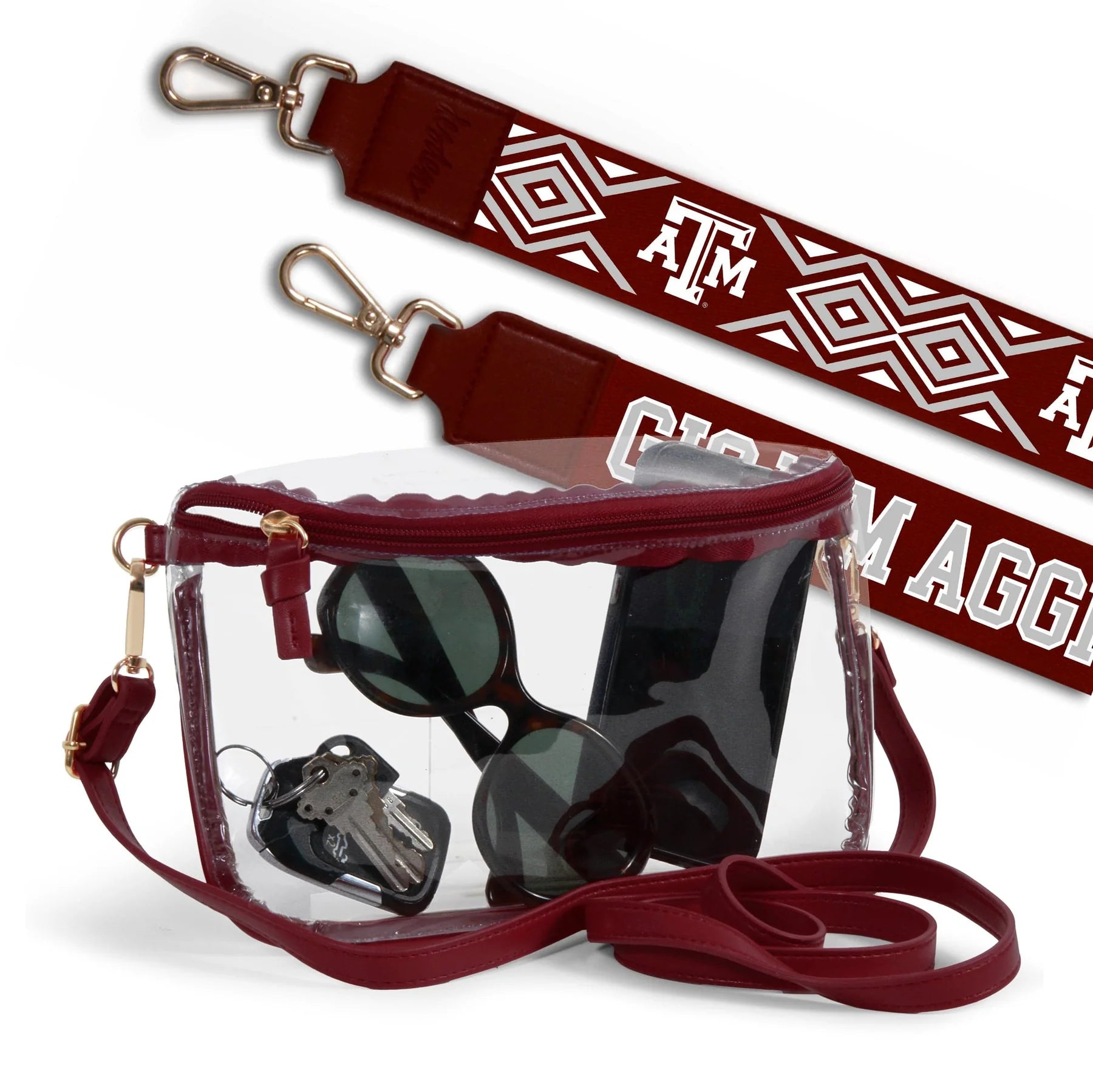 Lexi Clear Purse And Patterned Strap A&M