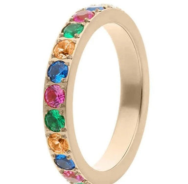 Qudo Ring Eternity Small Gold Multi - Color Size 6 - Beau Kisses
