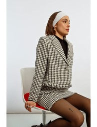 Short Houndstooth Jacket Black and White