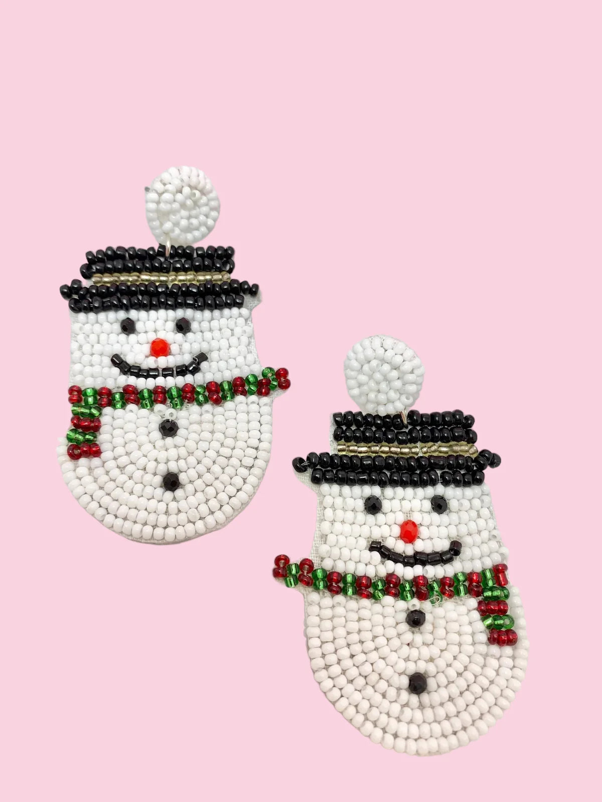 Beaded Earring Snowman