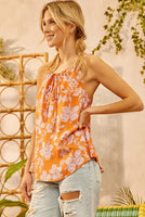 Wonder Circle Neck Top Orange Multi - Beau Kisses