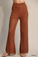 Crochet Knit Wide Leg Pant Lined Rust - ONLINE ONLY - Beau Kisses