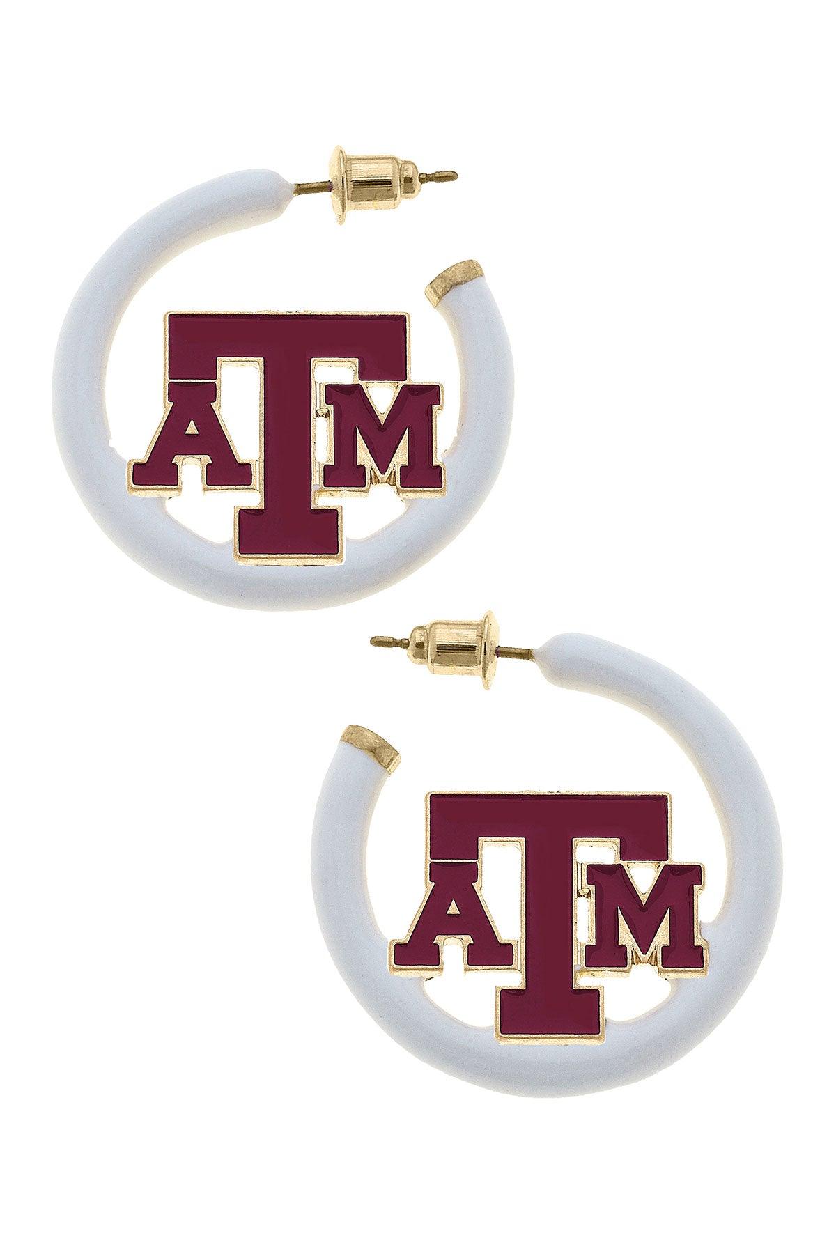 Texas A&M Aggies Enamel Logo Earrings Maroon/White