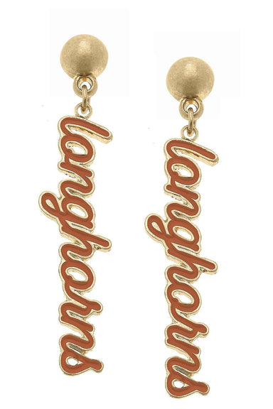 Texas Longhorns Enamel Script Earrings Burnt Orange - Beau Kisses