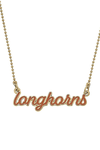 Texas Longhorns Enamel Script Necklace Burnt Orange - Beau Kisses