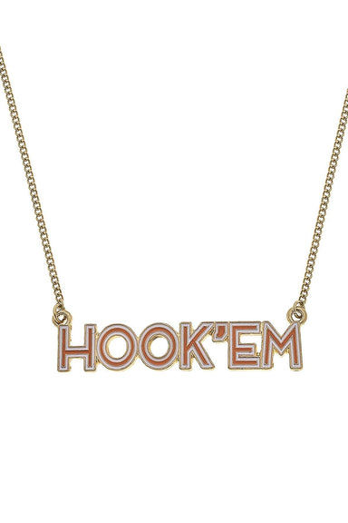 Texas Longhorns Outline Enamel Necklace Burnt Orange/White - Beau Kisses