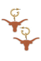 Texas Longhorns Resin Logo Drop Hoop Earrings Burnt Orange/White - Beau Kisses