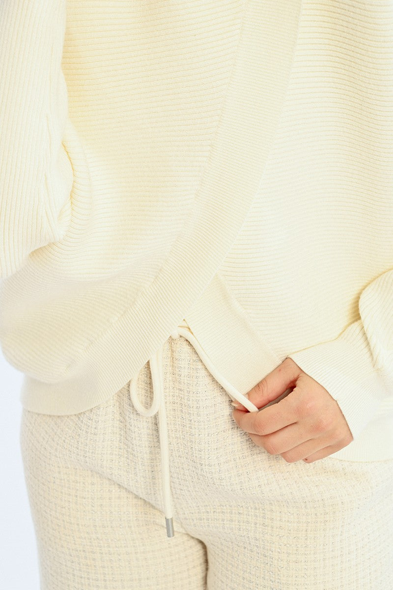 Turtleneck Crossover Sweater Off White