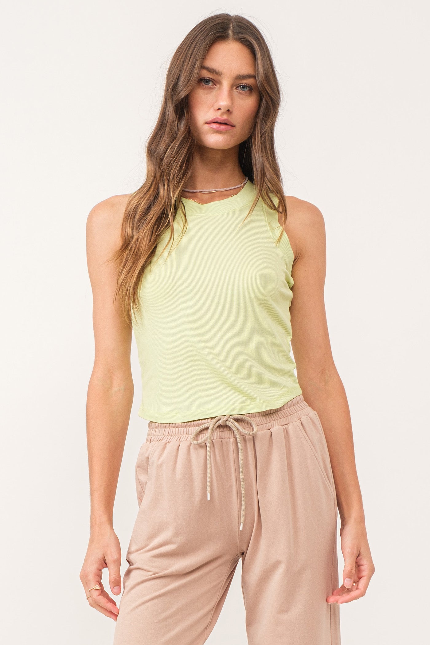 Baby Cleo Ribbed Tank Pale Lime