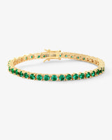 Grand Heiress Tennis Bracelet Gold Emerald - Beau Kisses