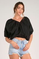 Elan Black Bubble Blouse