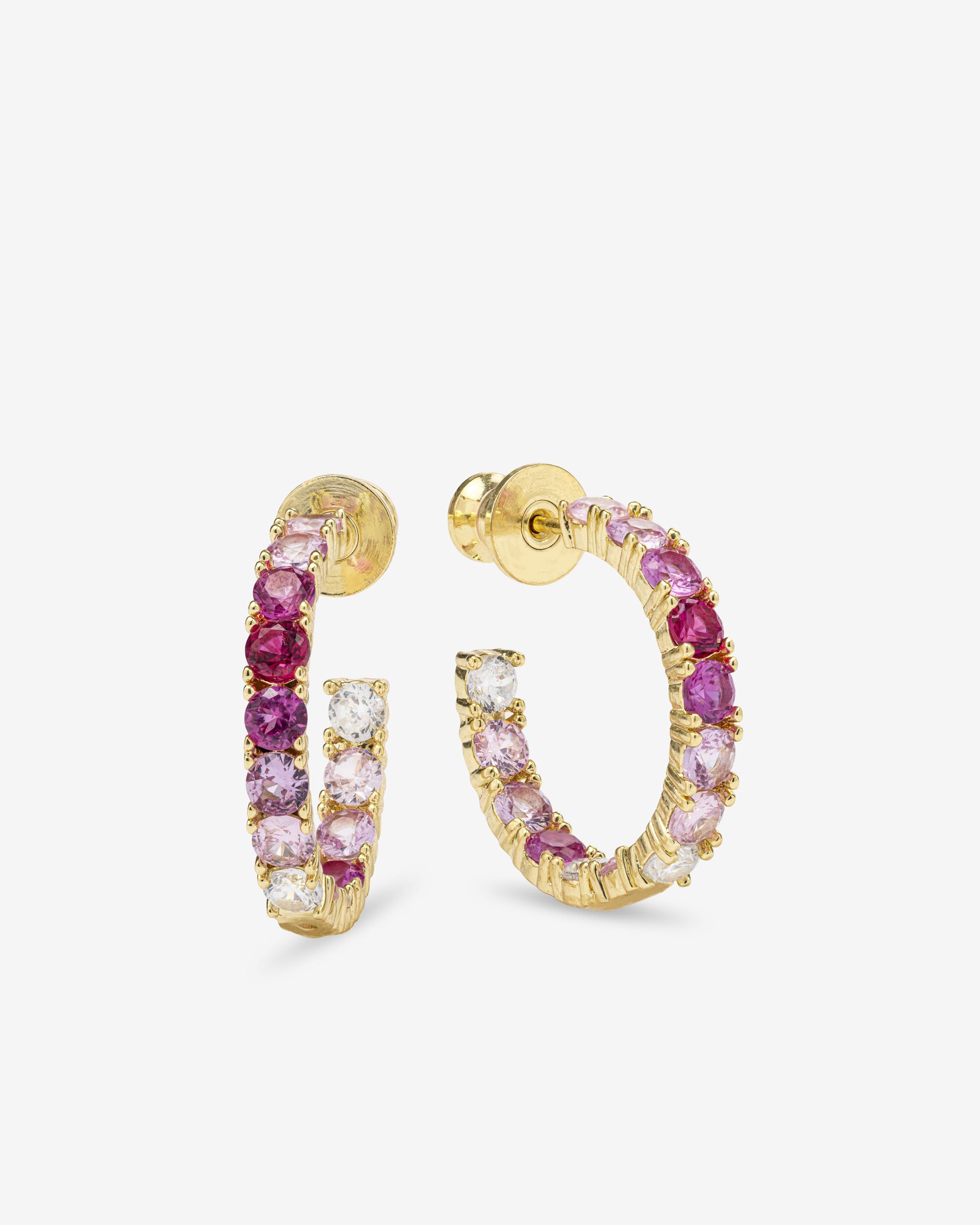 Heiress Ombre Hoops .75' Gold Pink - Beau Kisses