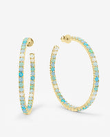 Heiress Ombre Hoops 2' Gold Blue Opal - Beau Kisses