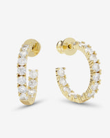 Heiress Hoops 1' Gold White Diamondettes - Beau Kisses